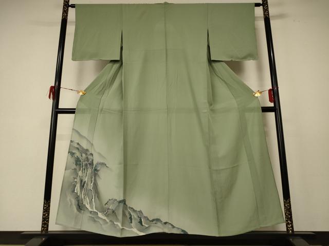 平和屋着物＊夏物　色留訪問着　絽　風景文　暈し染め　正絹　逸品　AABE2658jd