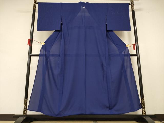 平和屋着物＊夏物　色無地　絽　留紺色　正絹　逸品　AABE2673jd