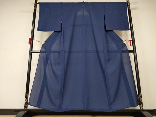 平和屋着物＊夏物　色無地　絽　深縹色　正絹　逸品　AABE2698jd