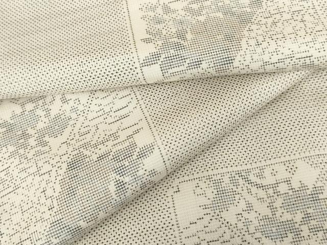 平和屋着物●本場大島紬　白大島　カタス7マルキ　色紙草花文　正絹　逸品　AABE2774cs