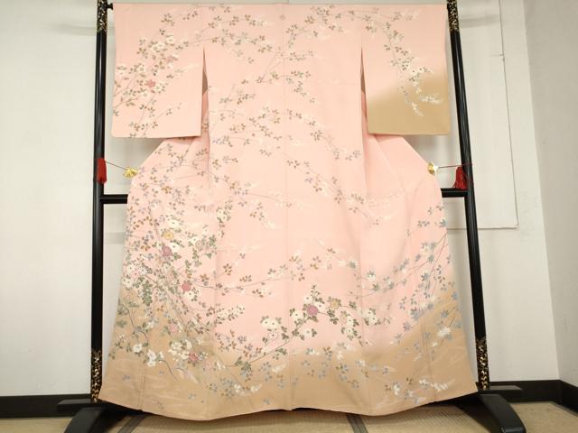 平和屋着物●訪問着　友禅　枝花文　暈し染め　ますいわ屋扱い　正絹　逸品　AABE2901cs
