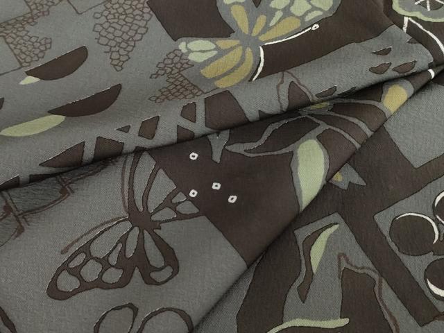 平和屋着物●上質な小紋　型染め　花蝶文　正絹　逸品　AABE2907cs