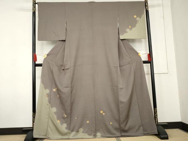 平和屋着物●訪問着　竹屋町刺繍　雪輪箔散らし文　金糸　金彩　正絹　逸品　AABE2908cs