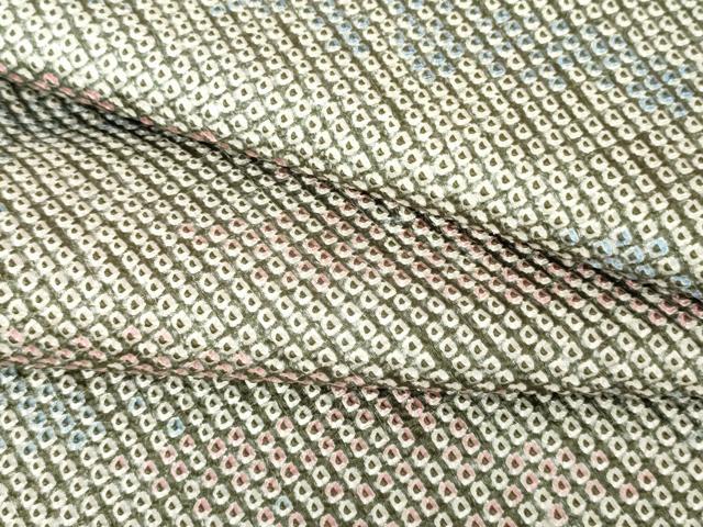 平和屋着物●上質な小紋　総絞り　霞文　正絹　逸品　AABE2915cs