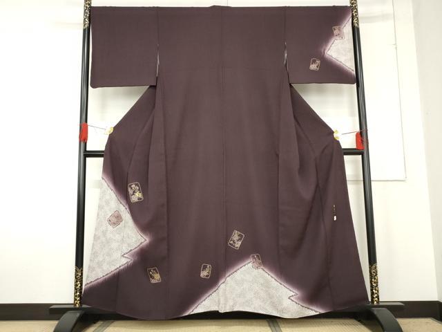 平和屋着物●染色作家　林淳一　訪問着　絞り　竹屋町刺繍　色紙花文　暈し染め　金糸　金彩　正絹　逸品　AABE2917cs