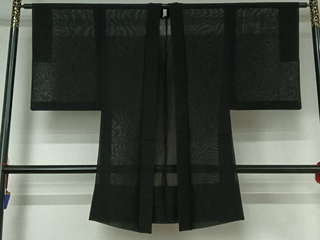 平和屋着物▽男性　黒紋付　スリーシーズン　春夏秋　塵除け　暗黒色　正絹　逸品　AABE3380jh