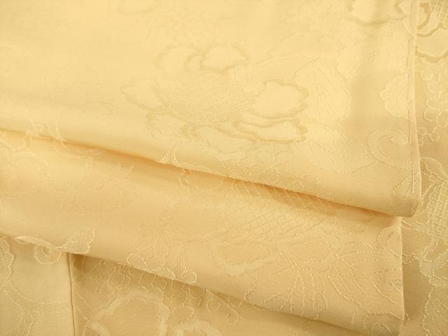 平和屋着物●上質な色無地　花唐草地紋　杏色　正絹　逸品　AABE3421ck