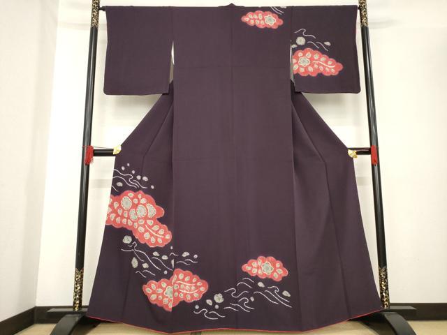 平和屋着物●訪問着　辻が花　絞り　雲取り花文　正絹　逸品　AABE4151ck