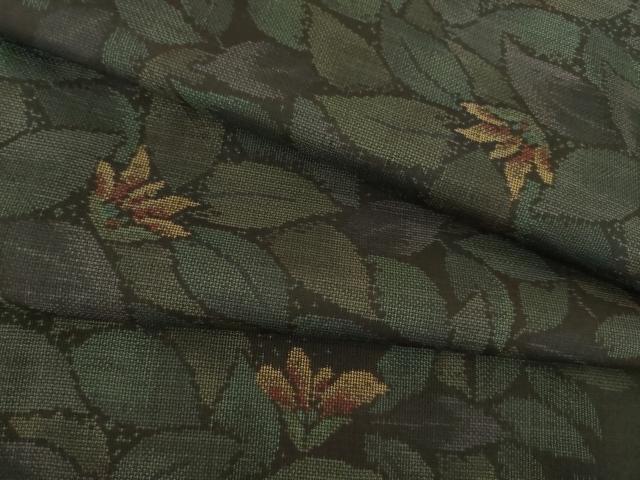 平和屋着物●本場大島紬　カタス9マルキ　花間道　黒地　正絹　逸品　AABE4154ck