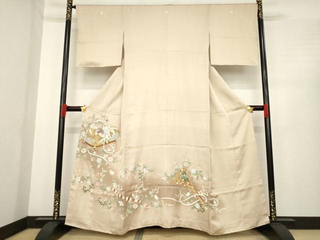 平和屋着物●豪華色留袖　友禅　刺繍　鳳凰花文箱文　金彩　正絹　逸品　AABE4160ck