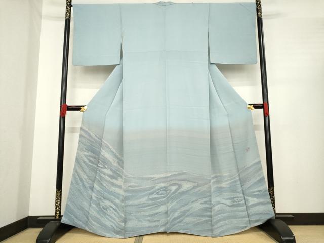 平和屋着物●京友禅作家　打越徹王　色留訪問着　流水文　正絹　逸品　AABE4163ck