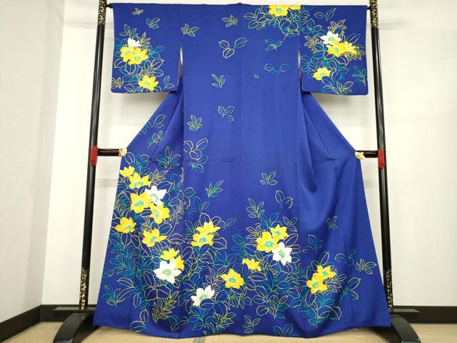 平和屋着物●訪問着　草花文　正絹　逸品　AABE4191ck