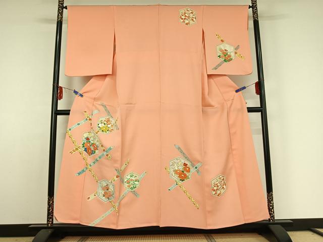 平和屋着物▽訪問着 単衣 亀甲花文 正絹 逸品 AABE4246jh 【公式通販】