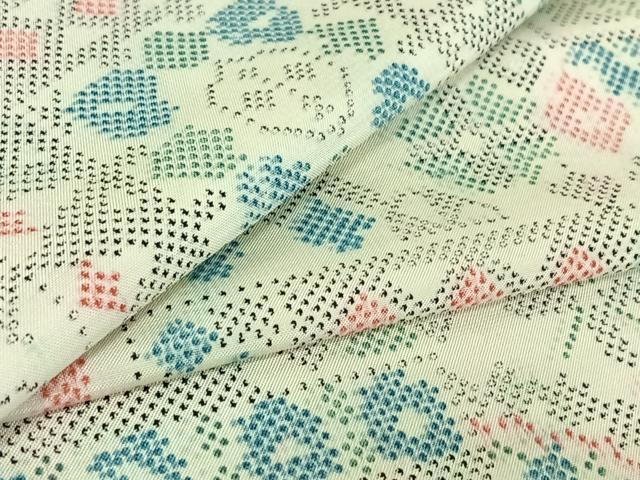 平和屋着物▽本場染大島紬　単衣　草花文　正絹　逸品　AABE4266jh