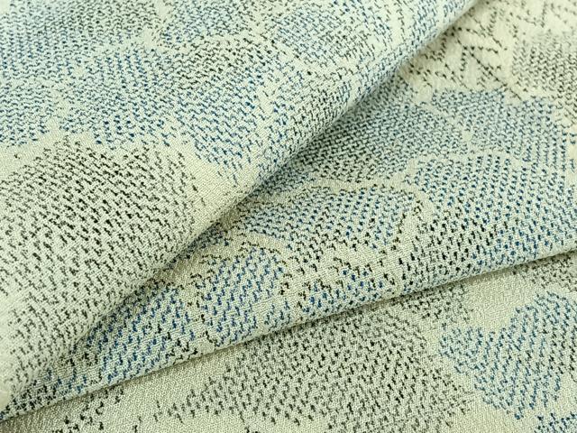 平和屋着物▽本塩沢　単衣　草花文　正絹　逸品　AABE4271jh