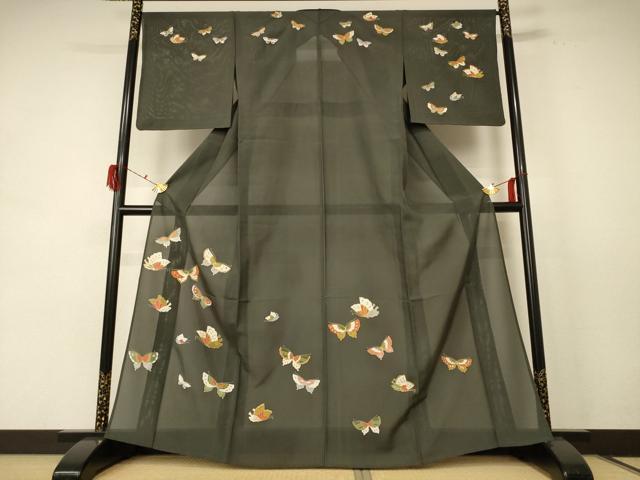平和屋着物＊夏物　訪問着　絽　舞蝶文　金彩　正絹　逸品　AABE4355jd