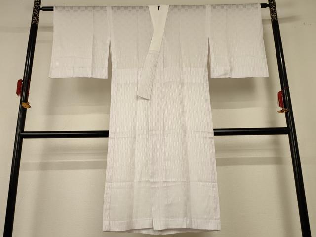 平和屋着物＊夏物　長襦袢　市松紋紗　薄梅鼠色　正絹　逸品　AABE4378jd