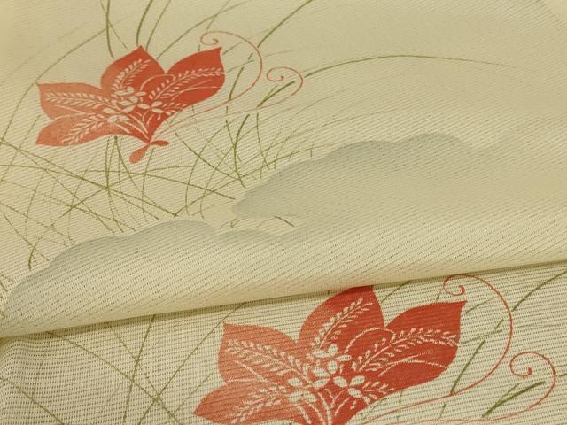 平和屋着物＊夏物　小紋　絽　花蝶文　洗える着物　AABE4389jd_4