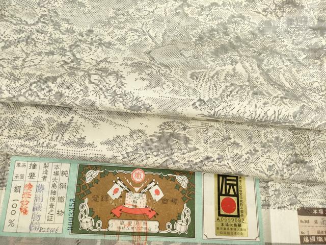 平和屋着物●都喜ヱ門　本場大島紬　9マルキ　雨後の湖　別井ワチ子作　藤絹織物謹製　証紙付き　正絹　逸品　AABE4423ck