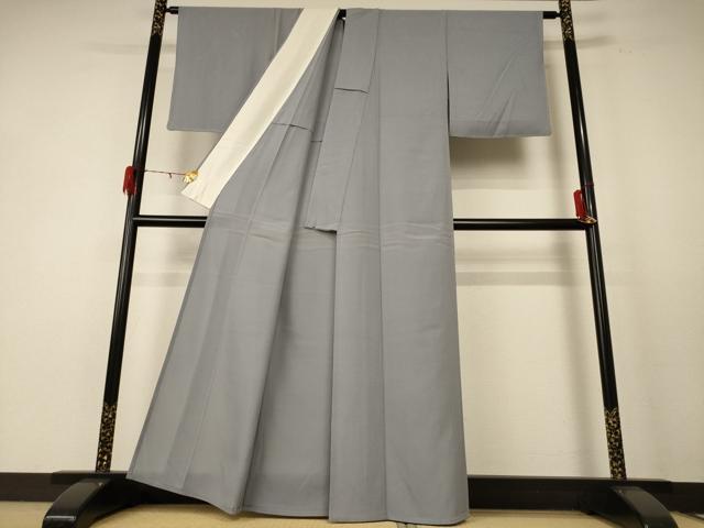 平和屋着物＊夏物　色無地　絽　銀鼠色　正絹　逸品　AABE4682jd_1
