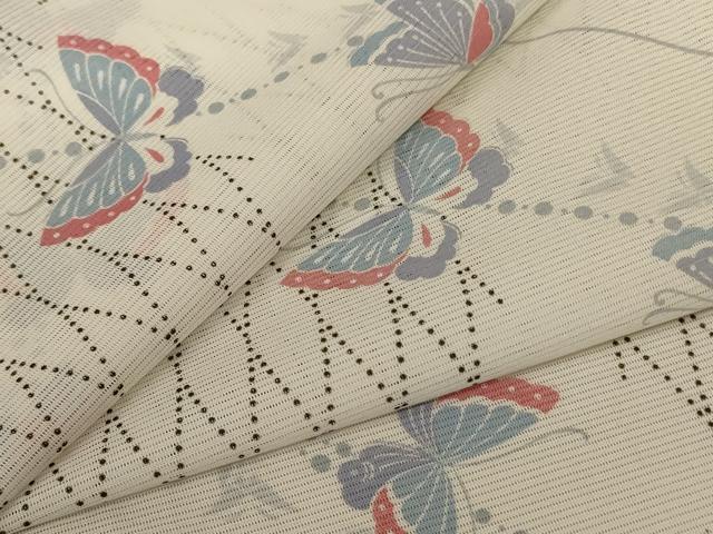 平和屋着物＊夏物　小紋　絽　舞蝶文　洗える着物　AABE4707jd