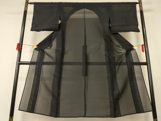 平和屋着物＊夏物　小紋　紗　横縞　正絹　逸品　AABE4714jd