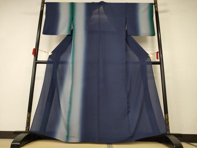 平和屋着物＊夏物　訪問着　絽　縞　暈し染め　正絹　逸品　AABE4719jd