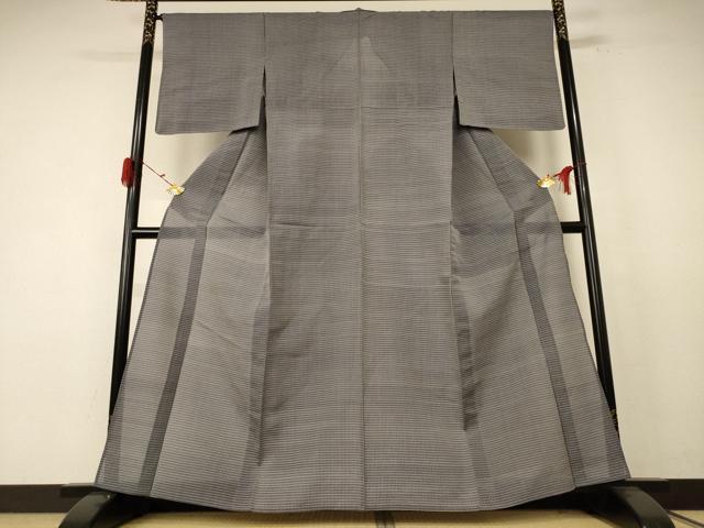 平和屋着物＊夏物　紗紬　格子　正絹　逸品　AABE4729jd_1