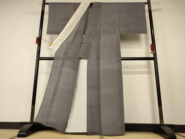 平和屋着物＊夏物　紗紬　格子　正絹　逸品　AABE4729jd_2