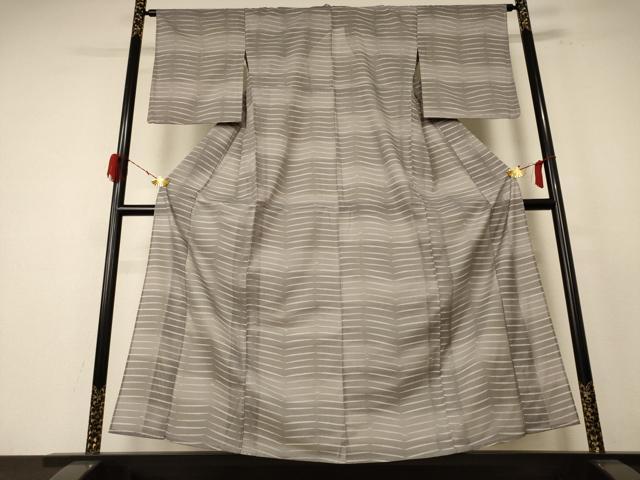 平和屋着物＊夏物　小紋　絽　横段文　洗える着物　AABE4756jd_1