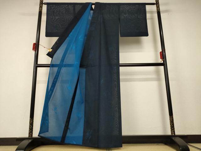 平和屋着物＊夏物　小紋　絽　流水文　正絹　逸品　AABE4761jd_2