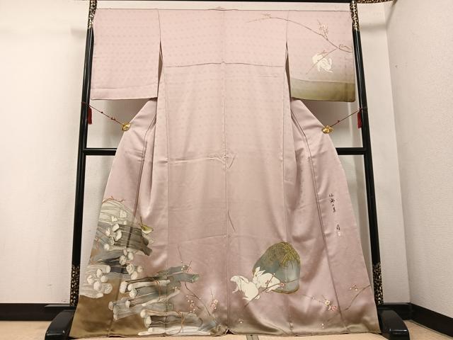 平和屋着物●訪問着　作家物　周　伝承の美　鳥　兎　暈し染め　金彩　正絹　逸品　AABE4815ph