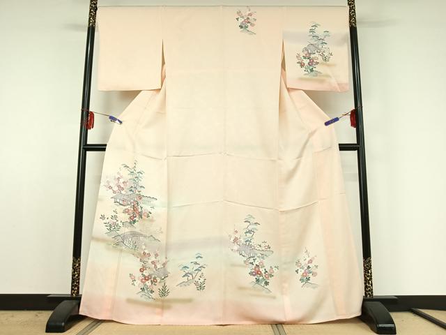 平和屋着物○訪問着 鳳凰更紗花唐草文 暈し染め 金彩 正絹 逸品 CABE2520yc