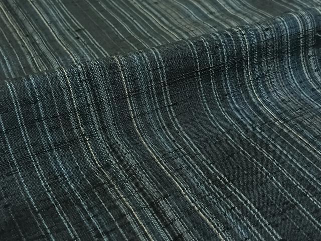 平和屋着物▽上質な紬　単衣　縞　ロング丈　正絹　逸品　AABE5179jh_5