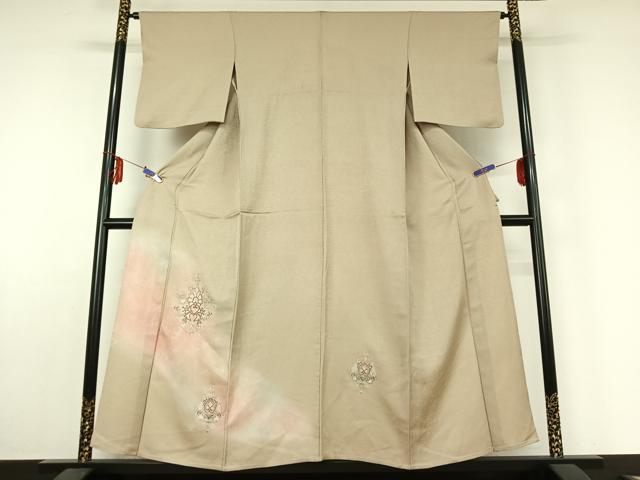 平和屋着物▽訪問着　単衣　中国三大刺繍　スワトウ刺繍　汕頭刺繍　花菱文　正絹　逸品　AABE5196jh