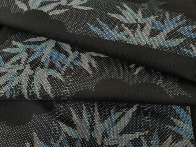 平和屋着物●上質な紬　笹竹文　黒地　正絹　逸品　AABE5252cs