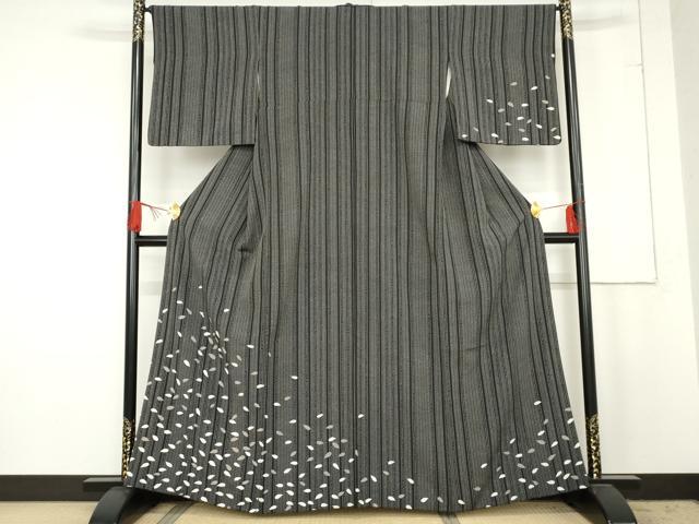 平和屋着物●訪問着　舞花文　黒地　正絹　逸品　AABE5279cs