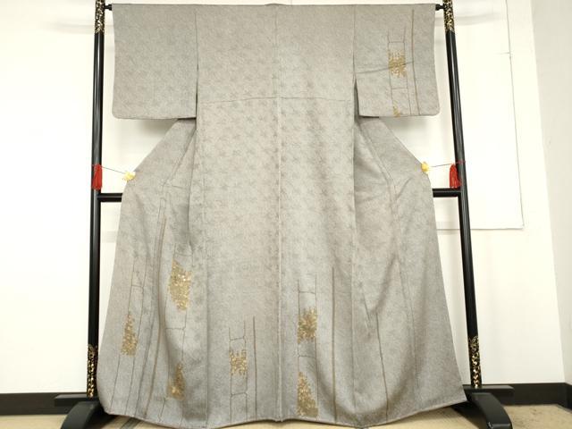 平和屋着物●訪問着　絞り　刺繍　草花文　金糸　金彩　正絹　逸品　未使用　AABE5298cs