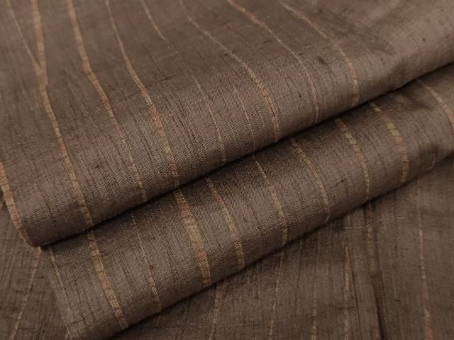 平和屋着物●伝統工芸士　七代目　吉澤与市　紬　竜巻絞り　変わり縞　三越扱い　正絹　逸品　AABE5304cs