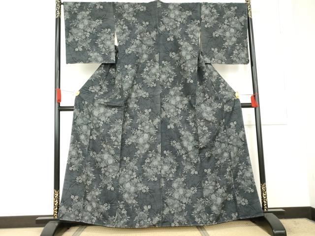 平和屋着物●上質な紬　草花文　やまと誂製　正絹　逸品　未使用　AABE5320cs