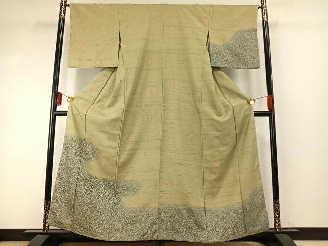 平和屋着物●訪問着　紬地　器物文　正絹　逸品　AABE5378fy