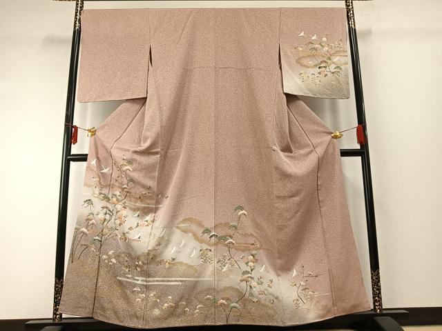平和屋着物●訪問着　花鳥文　暈し染め　金彩　正絹　逸品　AABE5404fy