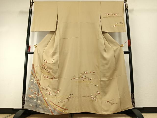 平和屋着物●訪問着　駒刺繍　松竹梅　束ね熨斗花文　金彩　ますいわ屋扱い　正絹　逸品　AABE5416fy