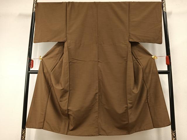 平和屋着物▽男性　色無地　単衣　朽葉色　洗える着物　未使用　AABE5617fy_1