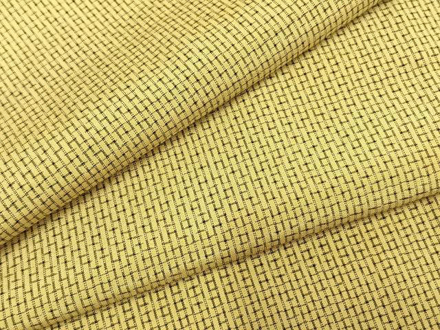 平和屋着物▽上質な紬　単衣　格子　正絹　逸品　AABE5636fy