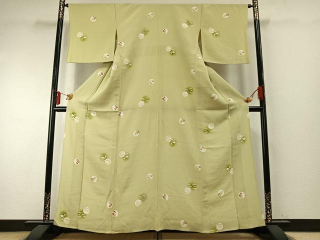平和屋着物▽上質な小紋　単衣　花鳥丸文　暈し染め　大丸扱い　正絹　逸品　AABE5660fy_1