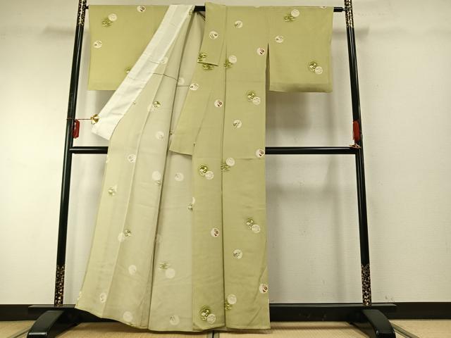 平和屋着物▽上質な小紋　単衣　花鳥丸文　暈し染め　大丸扱い　正絹　逸品　AABE5660fy_2