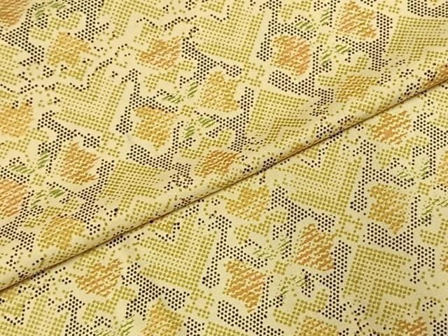 平和屋着物▽上質な小紋　単衣　本場染大島紬　幾何学花文　正絹　逸品　AABE5686fy_4