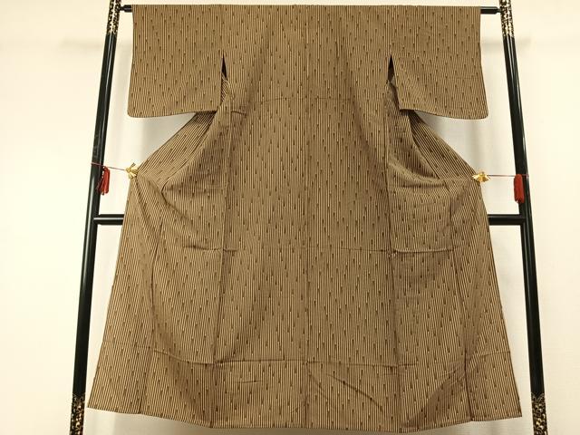 正絹 単衣 小紋 格子 縞 平和屋着物▽上質な小紋 単衣 変わり縞 正絹 逸品 AABE5689fy 【公式通販】