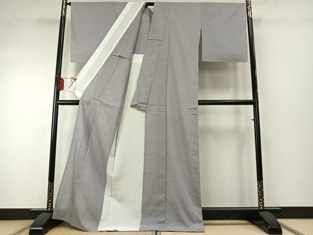 平和屋着物▽本場縞大島紬　単衣　手織　暁鼠色　株式会社つむぎや謹製　証紙付き　正絹　逸品　AABE5717fy_2